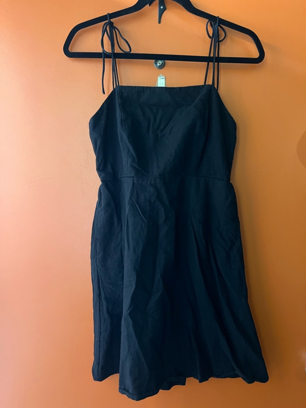 Old Navy Black Smocked Mini Dress with Tie Straps